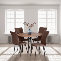 Стул обеденный Ла Роуссе (2 шт. в упаковке) НЕВ, ткань рогожка, коричневый/черный, 3М7-147, 45х55х93 см / La Rousse NEW,