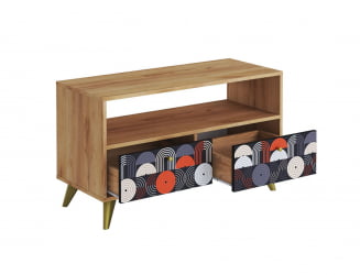 ТВ тумба ТМ-005  дуб крафт золотой/ВИНИЛ / золотой/VINIL