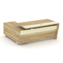 Стол руководителя с опорной тумбой, правый Корнер CОР.СРТ-18(Р) Гикори Песочный Ваниль / Corner COR.SRT-18(R)