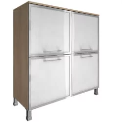 Шкаф четырехсекционный со стеклом в раме ЙАЛТА ЛТ-СД1.2Р  вхите Снежная Патина / YALTA LT-SD1.2R white