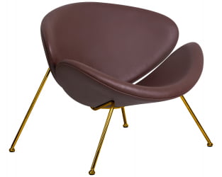 Кресло дизайнерское ДОБРИН ЕМИЛЙ (коричневый винил ЙП5, золотое основание) / DOBRIN EMILY YP5,