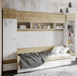 Шкаф для книг Оксфорд ТД-139.12.21 Ривьера Белый с рисунком