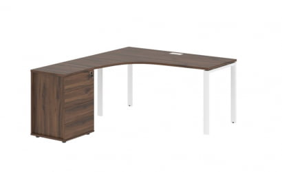 Стол эргономичный с тумбой левый ЕДИС ЕУCЕТ 1518 Л Дуб Денвер темный Белый / EDIS EUCET L