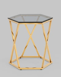 Журнальный столик Круз 48*42 стекло смоке сталь Золото / smoke