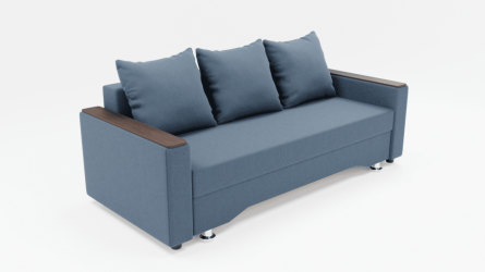 Диван Квадро-2 ППУ (ЗР) Цвет фасада: Голубой; Тип: Прямой; Материал фасада: Металл/Велюр