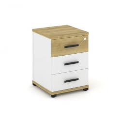 Тумба опорная/приставная с 3-мя ящиками CОНCЕПТ CН.ТУО-001 Б/В Дуб Винченцо Белый бриллиант Черный / CONCEPT CN.TUO-001 B/W