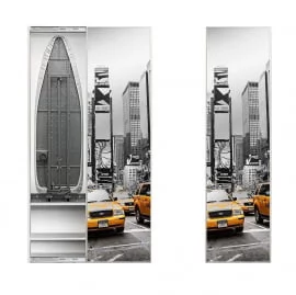 Двустворчатый шкаф Ирон Бокс Принт (правый, купе) Беленый дуб / Iron Box Print