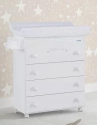 Детский комод Микуна Бонне Нуит пеленальный Б-970 вхите матрасик старс грей / Micuna Bonne Nuit B-970 white stars grey