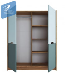 Зеленый шкаф РИCХ ШК-004 Мята/Сумеречный голубой/дуб крафт золотой / RICH