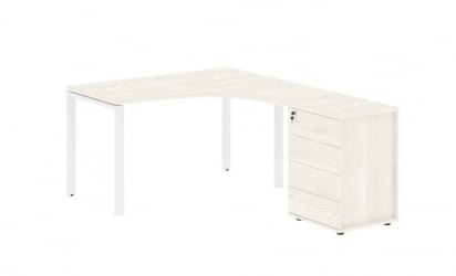 Стол эргономичный с тумбой правый ЕДИС ЕУCЕТ 1318 Р Ясень Траун Белый / EDIS EUCET R