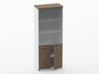 Шкаф 4 широкий верх стеклянные двери, низ закрытый Дека 10.19.171 Дуб Верцаска/Белый / Deka