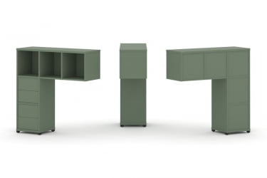 Надставка на стол низкая односторонняя + задняя стенка (5шт.) + блок с 2-мя ящиками (2шт.) CОНCЕПТ CН.ОНН-003 Кобо Черный металл / CONCEPT CN.ONN-003