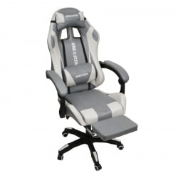 Геймерское кресло 1208, замша, цвет серо-белый с массажем, арт 1208-Грей-Вхите / 1208-Grey-White
