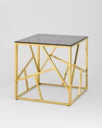 Журнальный столик АРТ ДЕКО 55кс55 Золото стекло смоке / 55x55 smoke