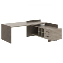 Стол руководителя левый ВООД&СТОНЕ СФ-531201 Дрифтвуд Бетон Чикаго темный / WOOD&STONE