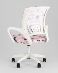 Кресло детское ТопЧаирс Симпле СН ДЖуниор принт Пинк Катс пластик белый / TopChairs Simple SN Junior Pink Cats