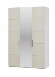 Шкаф трехстворчатый Вива ШР-3 с зеркалом Белый Белый глянец (с накладками сбоку)