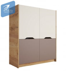 Шкаф РИCХ ШК-004 Миндаль/Глиняный серый/дуб крафт золотой / RICH