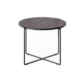 Стол кофейный СПРУТ Марбле 50*45 МРАМОР/ЧЕРНЫЙ / SPRUT Marble
