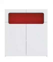 Тумбочка для детской Палермо Юниор 06 Белый глянец Ясень шимо светлый Красный