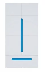 Шкаф двустворчатый с ящиками Палермо Юниор 07 Белый глянец Ясень шимо светлый Синий