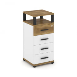 Тумба приставная с 4-мя ящиками и надставкой CОНCЕПТ CН.ТУО-003 Б/В Сандал Янтарный Белый бриллиант Черный / CONCEPT CN.TUO-003 B/W