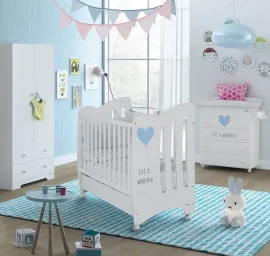 Кроватка для новорожденных Микуна Вондерфул 120кс60 Вхите/Блуе / Micuna Wonderful 120x60 White/Blue