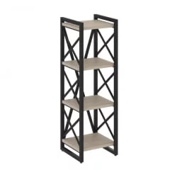 Стеллаж на регулируемых опорах - 4 полки ЛОФТ ВР.Л-МСТ.О-4.4 Металл черный Дуб Аттик / LOFT VR.L-MST.O-4.4