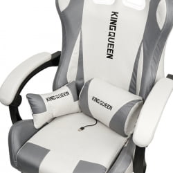 Кресло 907 КИНГКУЕЕН, замша, цвет светло-серый с массажем, арт 907-Рисе-Вхите / KINGQUEEN, 907-Rice-White