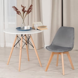 Стул ТУЛИП СОФТ (мод. 74) / 1 шт. в упаковке вельвет/дерево , 54 х 47 х 83 см , светло-серый (ХЛР19)/натуральный / TULIP SOFT (mod. (HLR19)/натуральный