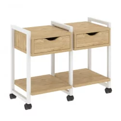 Тумба на колесных опорах наборная. Вариант №1 ЛОФТ ВР.Л-ТН-1.К Металл белый Тиквуд светлый / LOFT VR.L-TN-1.K