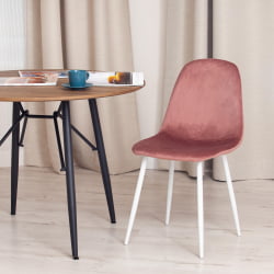 Стул со спинкой БРЕЕЗЕ (мод. 4724) вельвет/металл, 44 х 53 х 87 см, Корал (коралловый) ХЛР44 / белый / BREEZE (mod. Coral HLR44