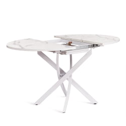 Раздвижной стол МАНЗАНА ЛДСП/ХПЛ/металл, 100 х 100+30 х 75 см, Мрамор светлый/белый / MANZANA ЛДСП/HPL/металл,