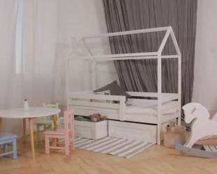 Кровать-домик РооРоом кд-3Р с ящиками Розовый / RooRoom