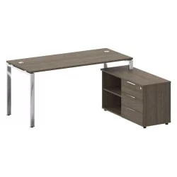 Стол рабочий руководителя с опорной тумбой МЕТАЛ СЙСТЕМ ДИРЕCТ БГ.СРТ-4.7 Пр Вяз Благородный / METAL SYSTEM DIRECT