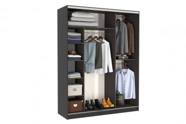 Шкаф-купе Бассо 2-600 с зеркалом СК-01Б37 венге/белый / SK-01B37