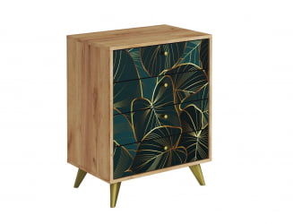 Комод Фьюжн КМ-001 дуб крафт золотой/ТРОПИCАЛ / золотой/TROPICAL