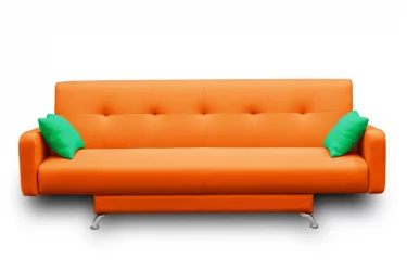 Диван с металлическими ножками МАНГО 3 (2 категория) Оранжевый Зеленый / MANGO