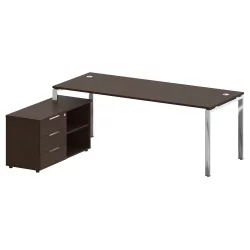 Стол рабочий руководителя с опорной тумбой левый МЕТАЛ СЙСТЕМ ДИРЕCТ БГ.СРТ-6.8 Л Венге Цаво / METAL SYSTEM DIRECT