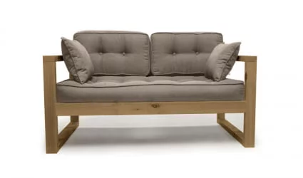 Диван двухместный ДЕмоку Д-2 бежевый_холодный серый / DEmoku