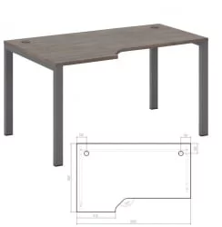 Стол эргономичный левый на металлоопорах Нев Лине НЛН36322634 Дуб шамони темный / New Line NLN36322634