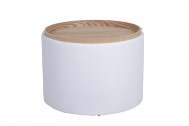 Пуф-столик с ящиком Хюгге Л рогожка Белый / L