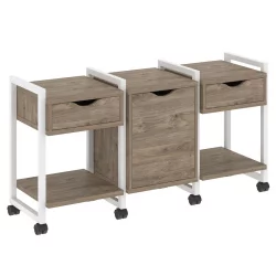 Тумба на колесных опорах наборная. Вариант №6 ЛОФТ ВР.Л-ТН-6.К Металл белый Тиквуд темный / LOFT VR.L-TN-6.K