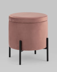 Пуф Грейс с ящиком велюр Пыльно-розовый