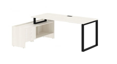 Стол с тумбой ЕДИС ЕКCТ 19814 Ясень Траун Черный / EDIS EQCT