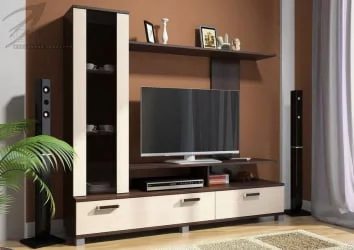 Современная стенка в гостиную Соло 6 Венге Дуб молочный