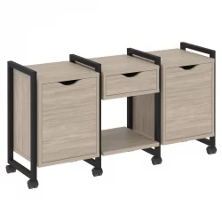 Тумба на колесных опорах наборная. Вариант №7 ЛОФТ ВР.Л-ТН-7.К Металл черный Дуб Аттик / LOFT VR.L-TN-7.K
