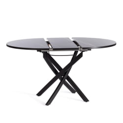 Стол МАНЗАНА ЛДСП/ХПЛ/металл, 100 х 100+30 х 75 см, Мрамор черный/черный / MANZANA ЛДСП/HPL/металл,