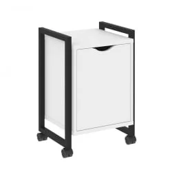 Тумба на колесных опорах с распашным фасадом ЛОФТ ВР.Л-Т2.К Металл черный Белый Бриллиант / LOFT VR.L-T2.K