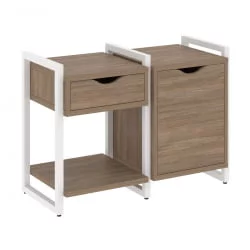 Тумба на регулируемых опорах наборная. Вариант №3 ЛОФТ ВР.Л-ТН-3.О Металл белый Дуб Аризона / LOFT VR.L-TN-3.O